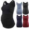 Maternity Basic Tank Top Mama Clothes Sleeveless Women's Solid Side Ruching Vest