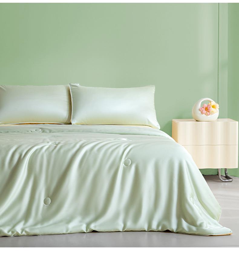 Cooling Ice Silk Tencel Summer Quilt Four-Piece Set: Water & Machine Washable, Ideal for Air Conditioning.