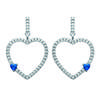 [M5585] - Silver 'Love' Earrings Silver Sapphire (rhodium Plated) - 24x16 Mm