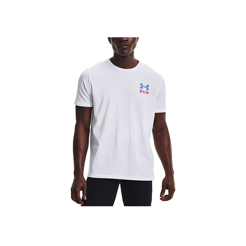 Under Armour Футболка с круглым вырезом и логотипом Alphabet для бега, мужская, белая 1369406-100