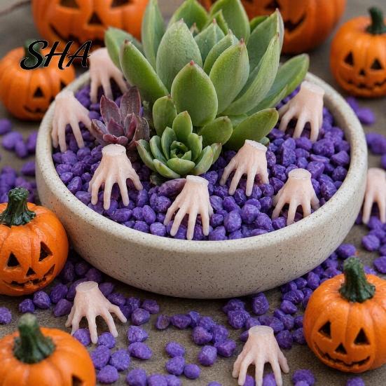 Dark Horror Micro Landscapes Halloween Mini Crawling Hand Ornaments, Realistic Palm Decor Props, Spooky Ornaments Table Decorations for Haunted House