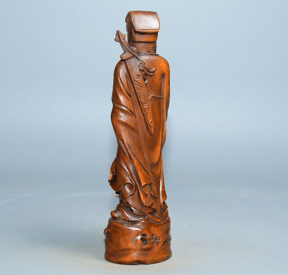 China Natural Boxwood Carved Exquisite Figure Statue Wooden Sculpture Home Decor