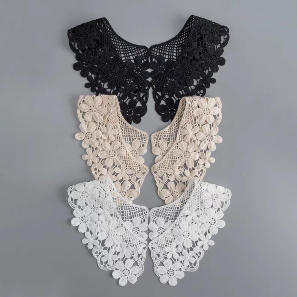 Women's Fashion Decoration Fake Collar Vintage Hollow Lace Crochet Neckline Detachable Shirt Blouse Flase Collar Lolita Girls