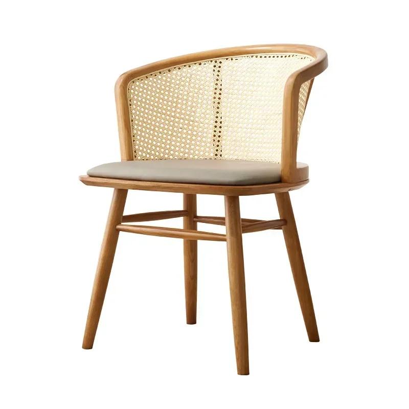 Nordic Light Luxury Vine Weaving Japanese Homestay Home Backback Armor Retro Style Quiet Wind Hotel Soft Bag Chair