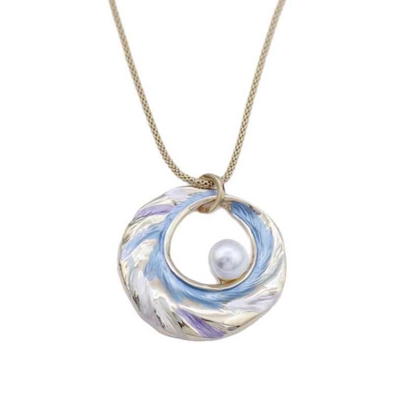 Новый кулон-кольцо с эмалью, женское креативное простое и высокочувственное нерегулярное кольцо-ожерелье