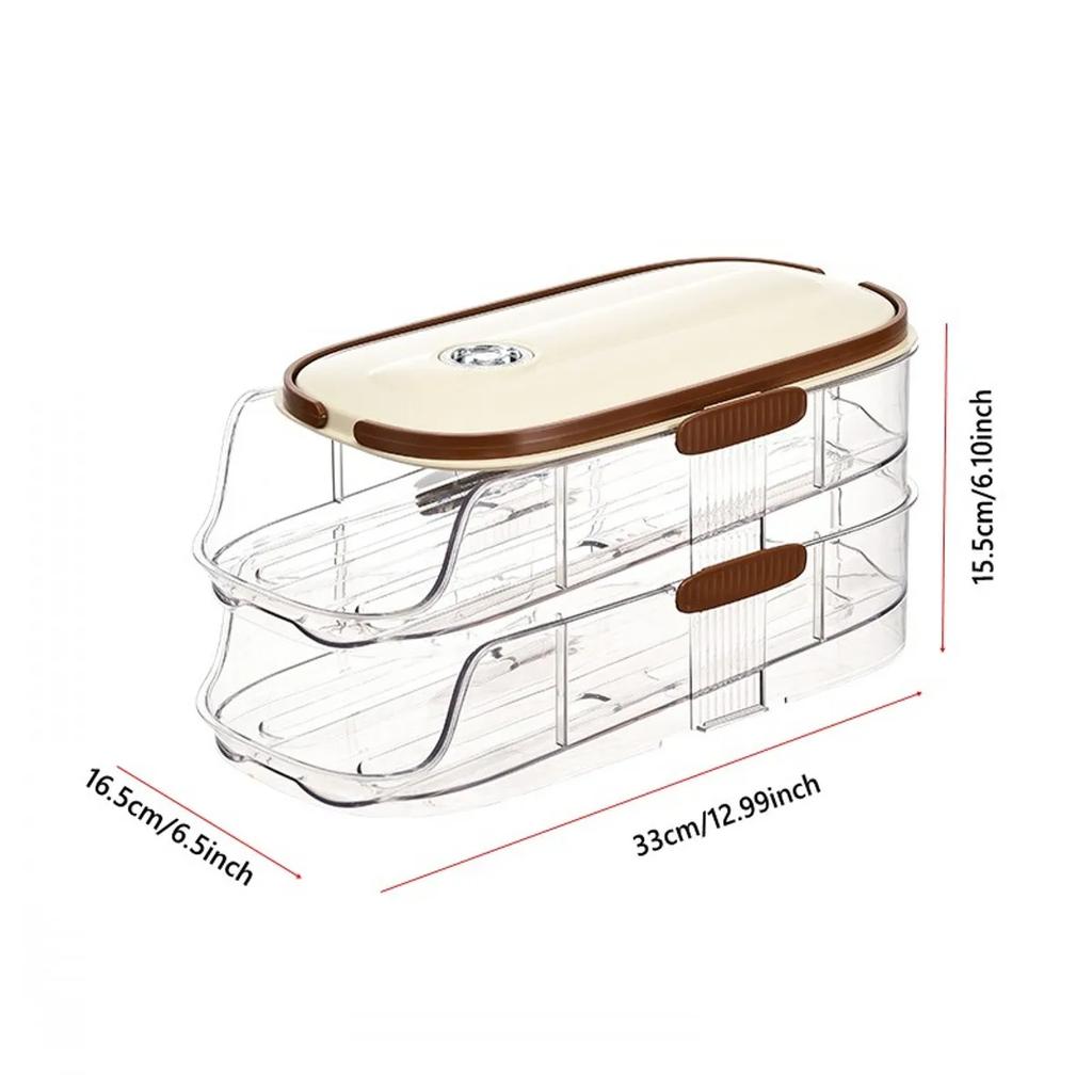 Egg Holder for Refrigerator Automatic Rolling, Storage Box Transparent Stackable Fridge Organizer with Lid For Kitchen DROPSHIP