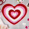 Valentine Day Bathroom Rug Non-slip Heart-Shaped Bath Mat Soft Washable Love Shape Shower Mat Bathroom Decoration