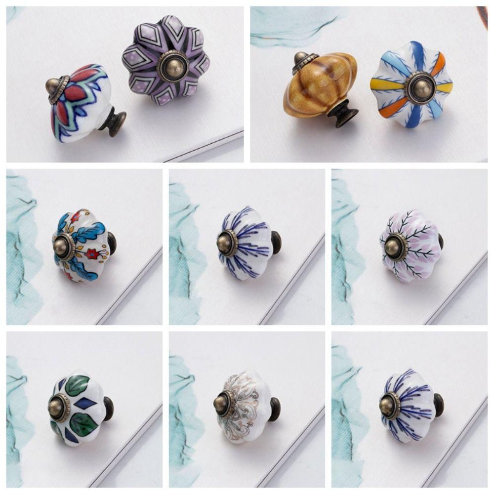 Несколько цветов Винтажная дверная ручка Одно отверстие Мебельная ручка Ручка-тыква Ручка для ящика