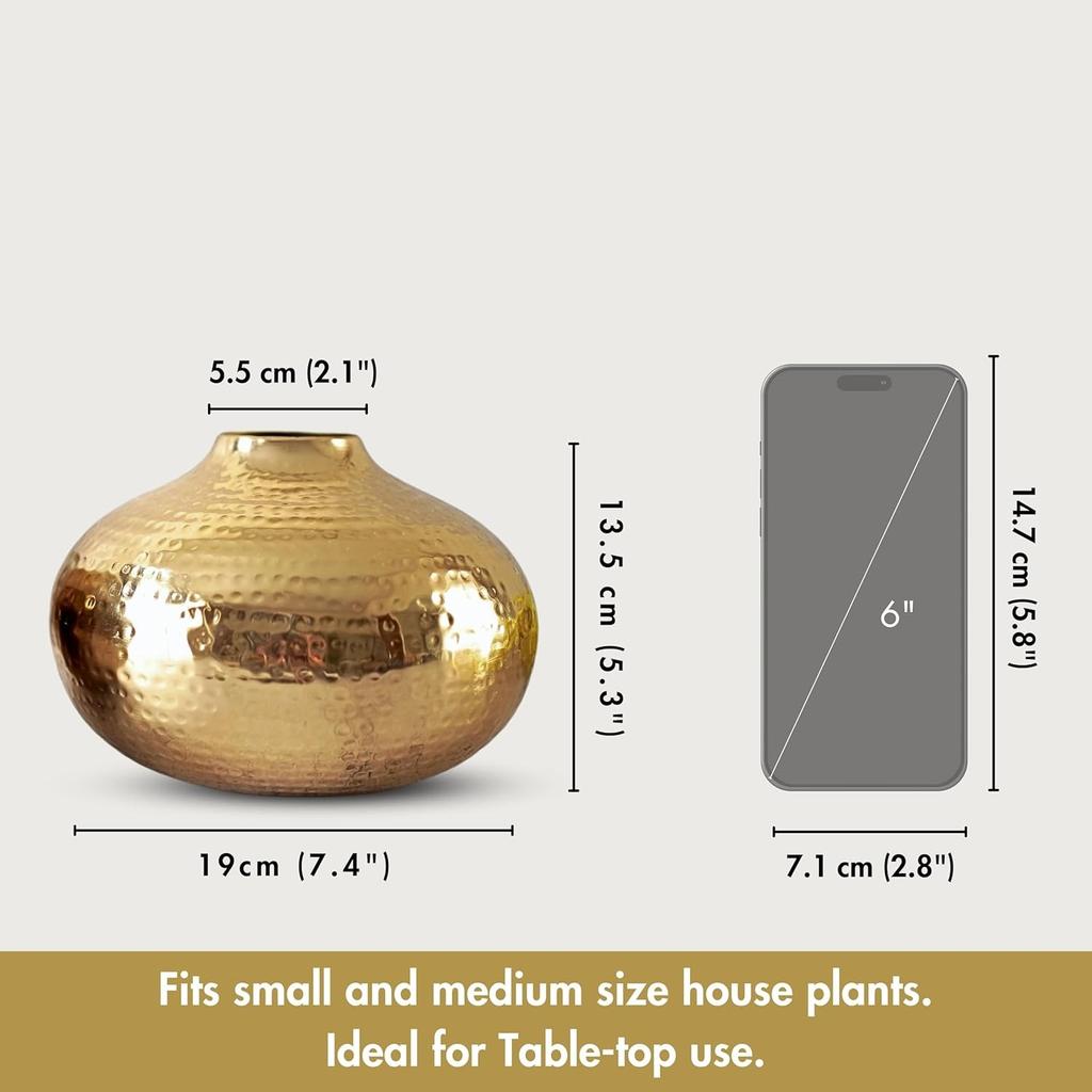 Металлическая ваза для цветов, Metal Flower Vase (Gold, Large),  Behoma