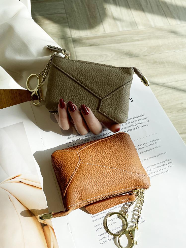 Cowhide Women's Zipper Coin Pouch - Multifunctional Small Purse & Key Holder
