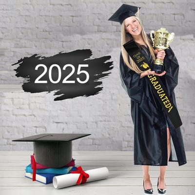 Выпускной палантин 2025 года, унисекс, для взрослых, выпускной, атласная лента, лента для выпускного класса 2025 года, пояс для этикета для выпускников для академических выпускных вечеров