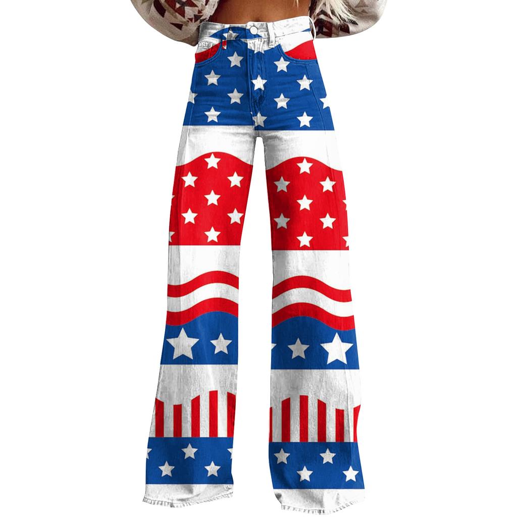 Широкие расклешенные джинсы для женщин с карманами, мешковатые брюки с винтажным цветочным принтом и высокой талией, свободные брюки