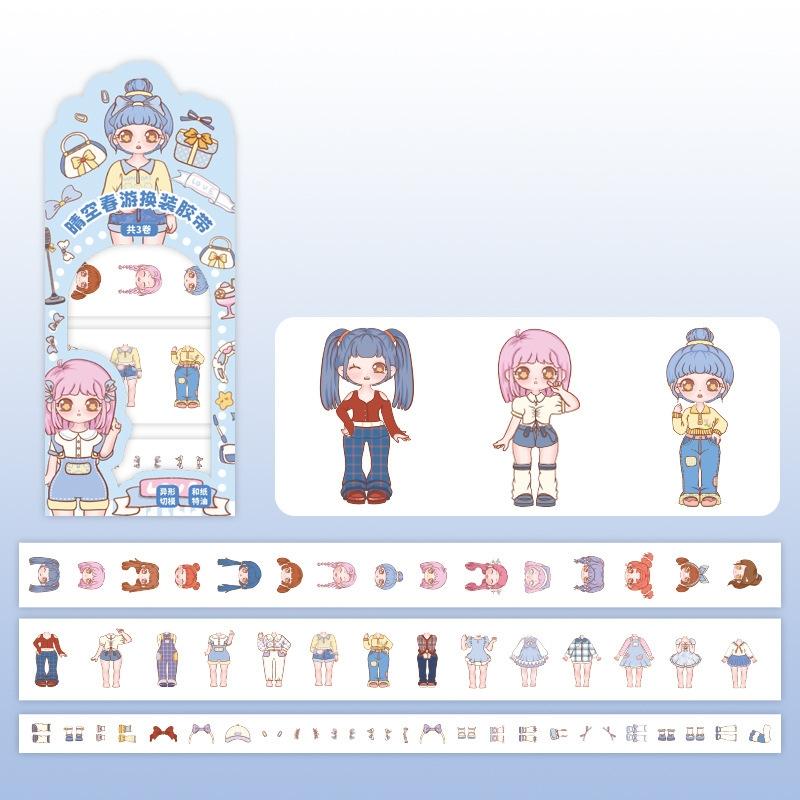 1Box Cartoon Dress Up Stickers Beautiful Girl Outfit Sticker Fun Diy Princess Makeup Scene Outfit Change Tape Small Gift