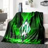 Green Bremen Pattern Flannel Blanket, Soft Polyester, Modern Design, All-Season for Camping, Travel, Gifts for holidays or birthdays