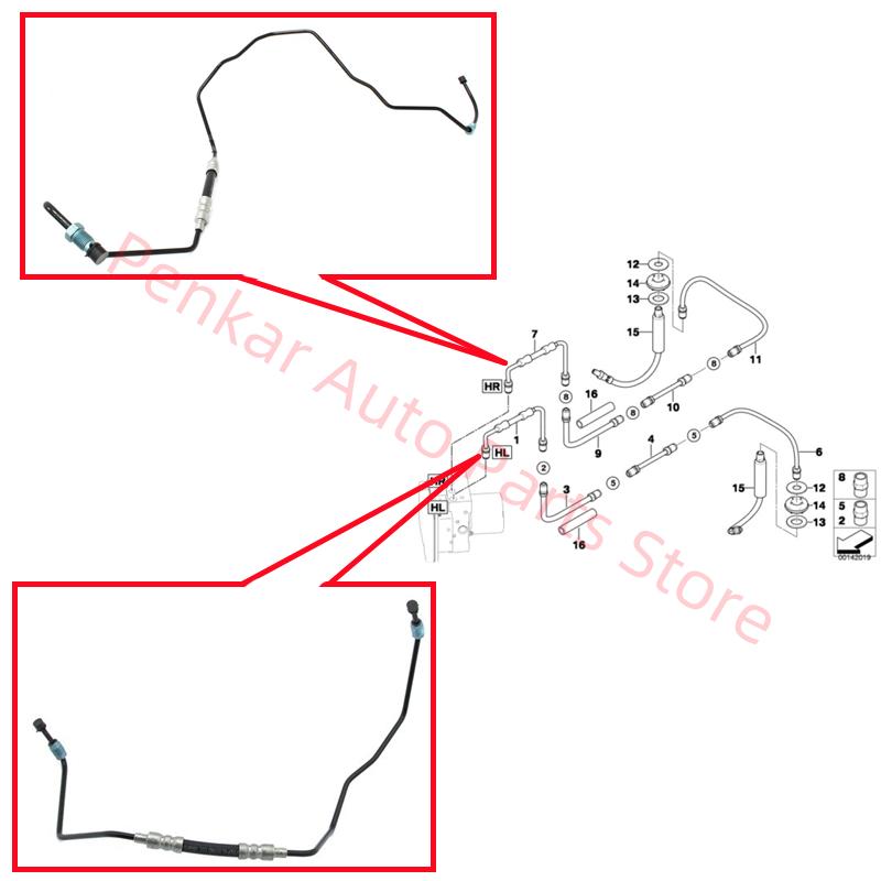 34326772479 34326772480 Rear Brake Hose For BMW E60 E61 520 523 525 530 E63 E64 630 650