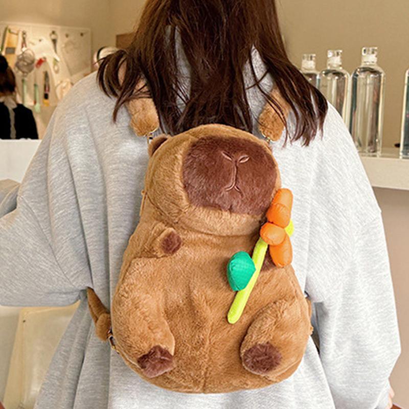 Fashionable Cute Casual Cartoon Capybara Bear Plush Backpack For Women