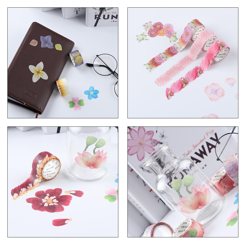 200PCS Adhesive Stylish Decorative Flower Petals Tape Masking Tape Sticky Paper Scrapbooking