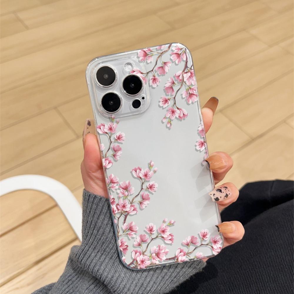 Красивый чехол для телефона с узором из цветущей вишни, подходит для iPhone 17 16 15 14 13 12 11 Pro/Max/Plus, противоударный