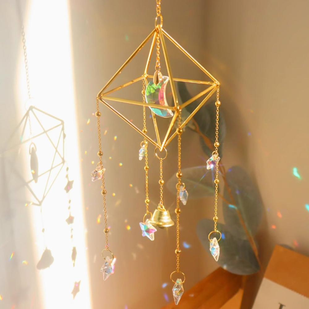 1 Piece, Colorful Metal Rainbow Star Moon Wind Chimes, Sun Catcher Outdoor Window Home Decoration Garden Car Pendant