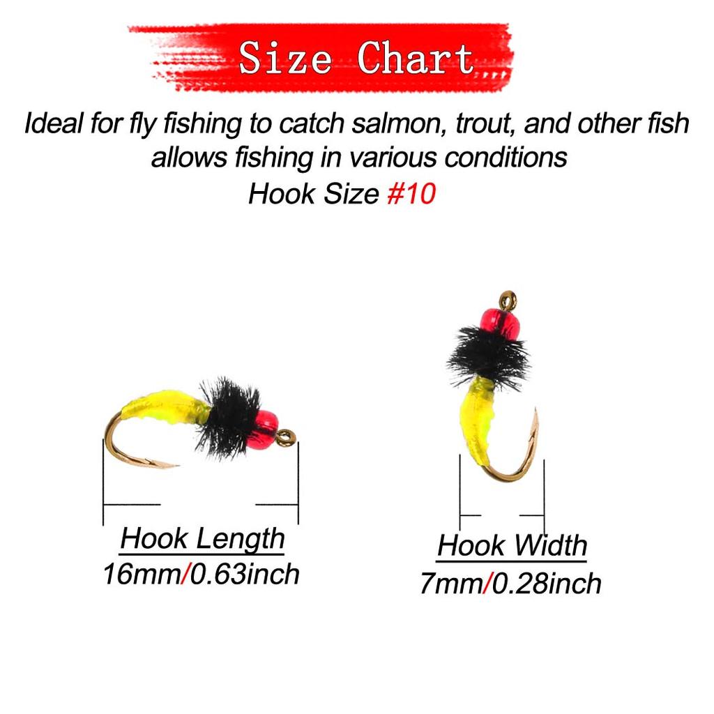 5/10Pcs Realistic Insect Red Beadhead Midges Nymph Bait  Dry Fly Trout/Bass/Carp/ Fishing Lure With Flies Box