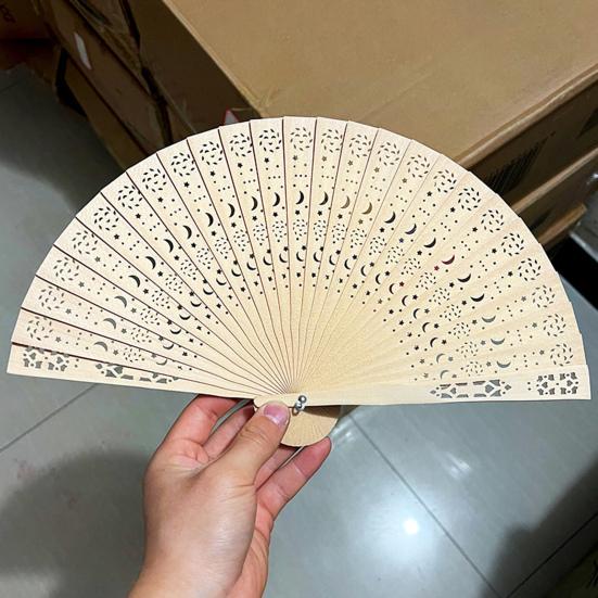 1/10/20Pcs Wooden Folding Fan Hollow Portable Fan Summer Hand Held Ribs Wedding Desktop Decoration