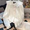 Spring Blouse Women Clothing Kawaii Cute Lace Patchwork Lolita Peter Pan Collar Shirt Vintage Sweet Top Embroidery Y2k Clothes