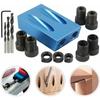 14-Piece Pocket Hole Jig Kit - 15° Punch Location Angle Woodworking Tool Screw Hole Positi