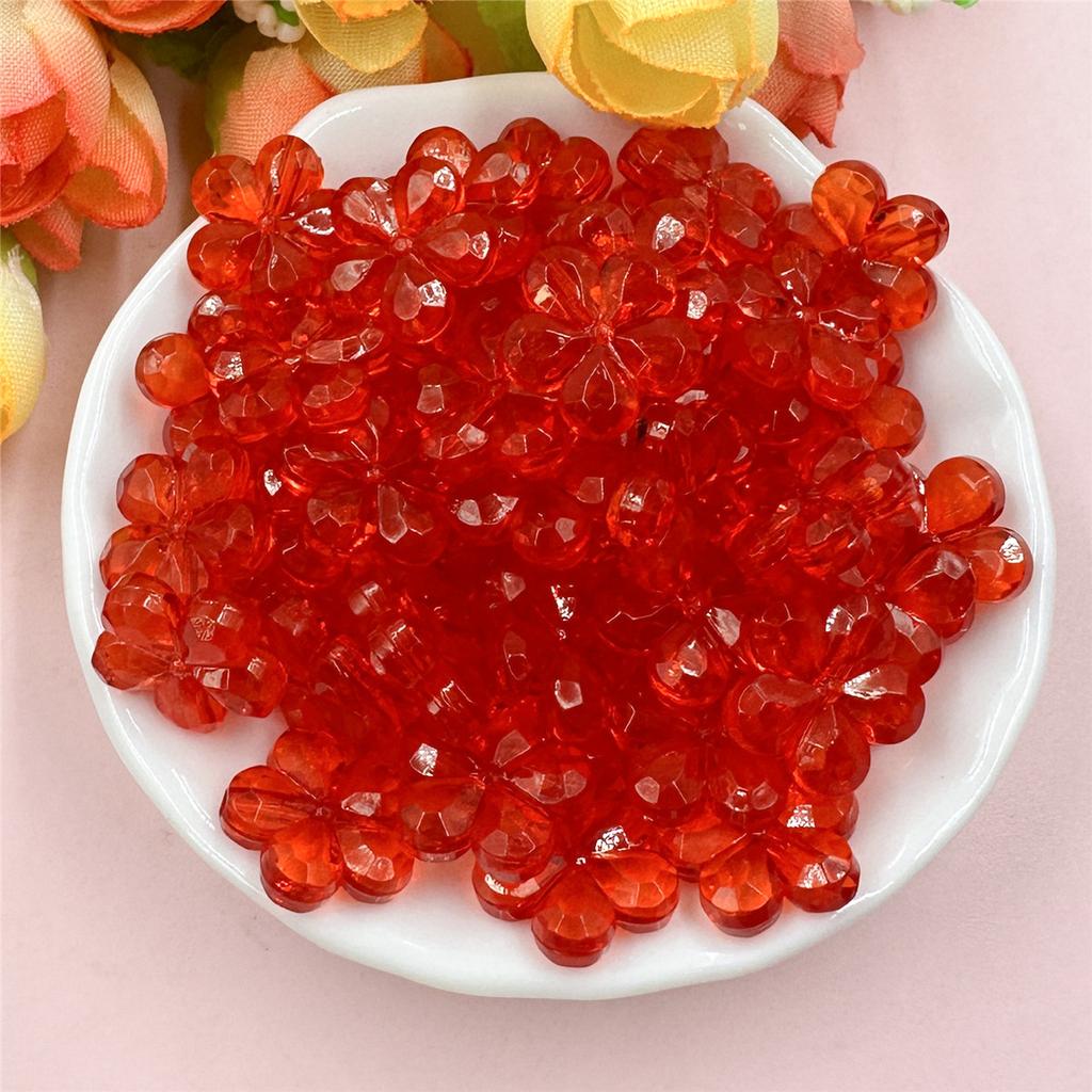 Creative Craft DIY Spacer Loose Beads with Hole Handmade Material 100pcs 14mm Jewelry Accessories Flower Shape Multicolor Acrylic