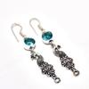 Swiss Blue Topaz Gemstone Handmade 925 Silver Plated Jewelry Earring 2.46"