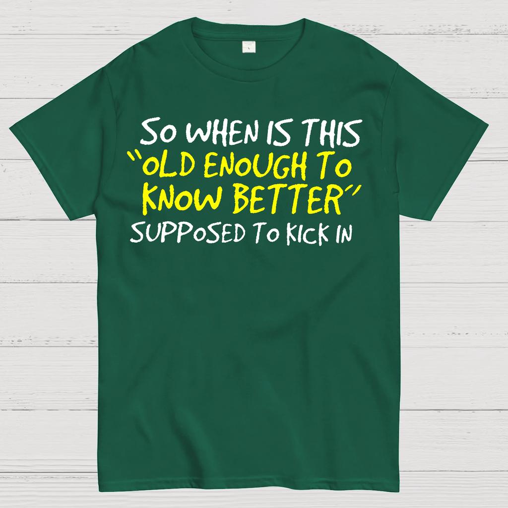 So When Is This Old Enough To Know Better Supposed To Kick In Unisex Heavyweight 100% Cotton T-shirt