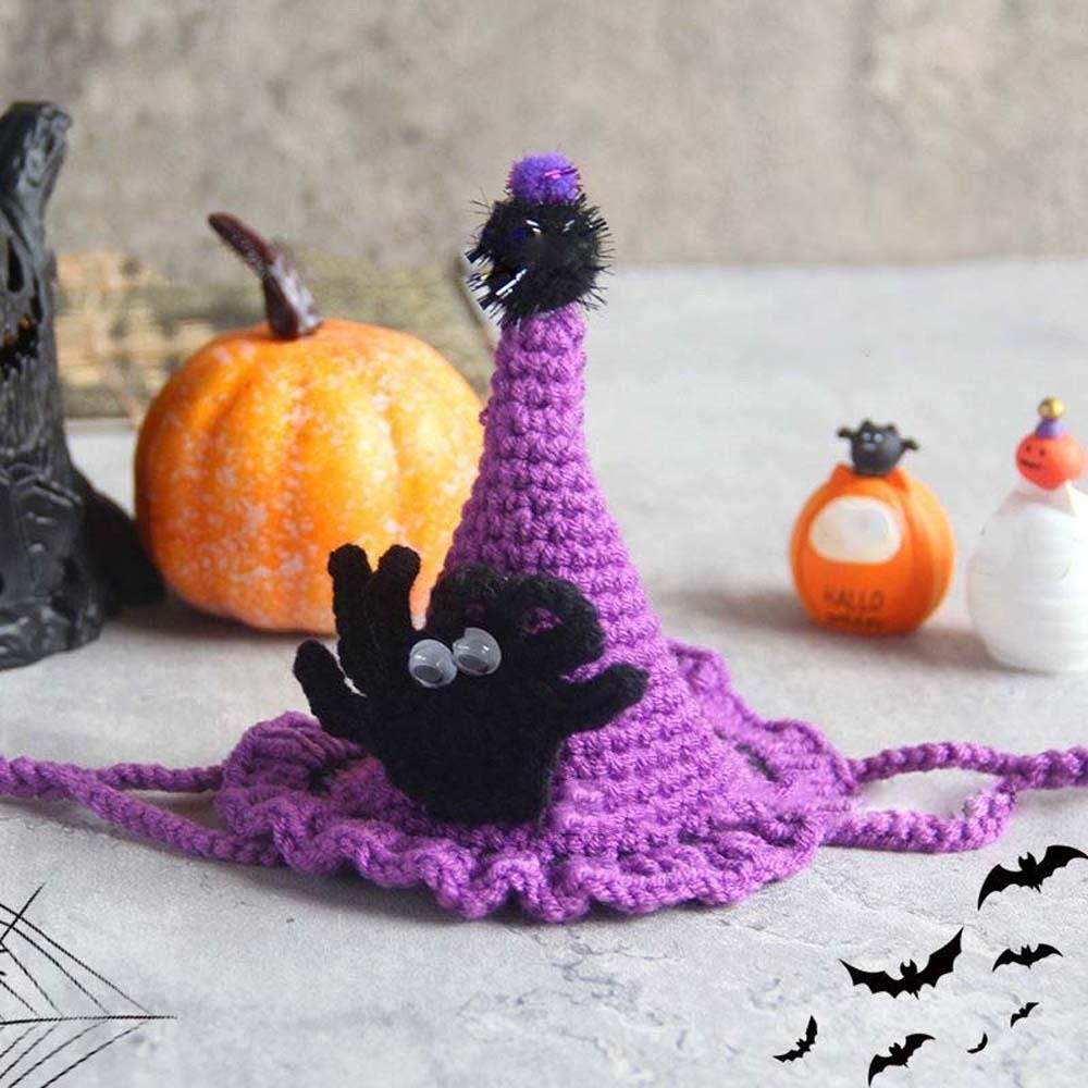 Clothes Halloween Cat Headgear Pumpkin Cat Woven Hat Bib Halloween Pets Costumes  Pet Accessories