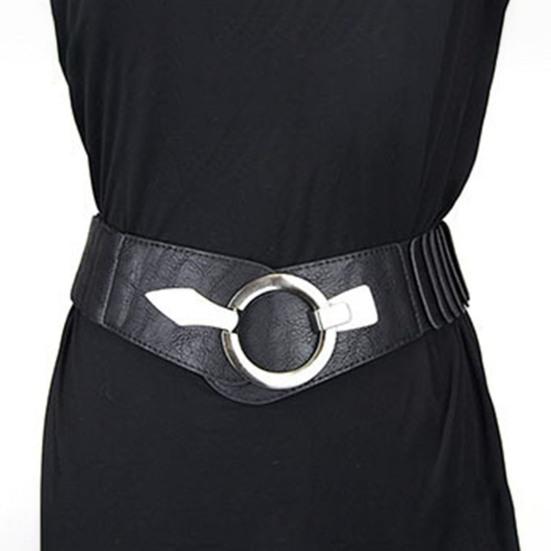 Широкий эластичный пояс для женщин, универсальный, однотонный, эластичный, для платья, пояс из искусственной кожи, сплав