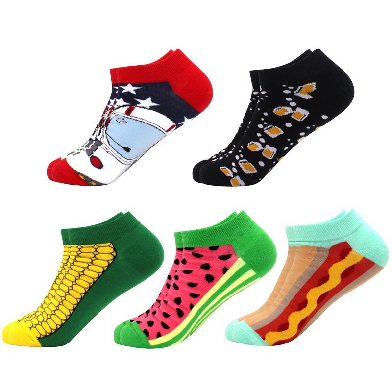 5 пар мужских и женских носков геометрического цвета, повседневные носки-лодочки, клетчатые полосатые носки