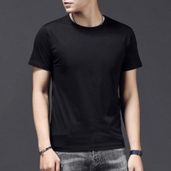 Летняя мужская футболка больших размеров, однотонная, с круглым вырезом, с короткими рукавами, средней длины, с хорошей воздухопроницаемостью, пуловер, топ