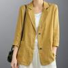 Cotton Linen Suit Vintage Blazer Suit Korean Summer Long Sleeve Button Thin Cardigan Jacket Women Outwear
