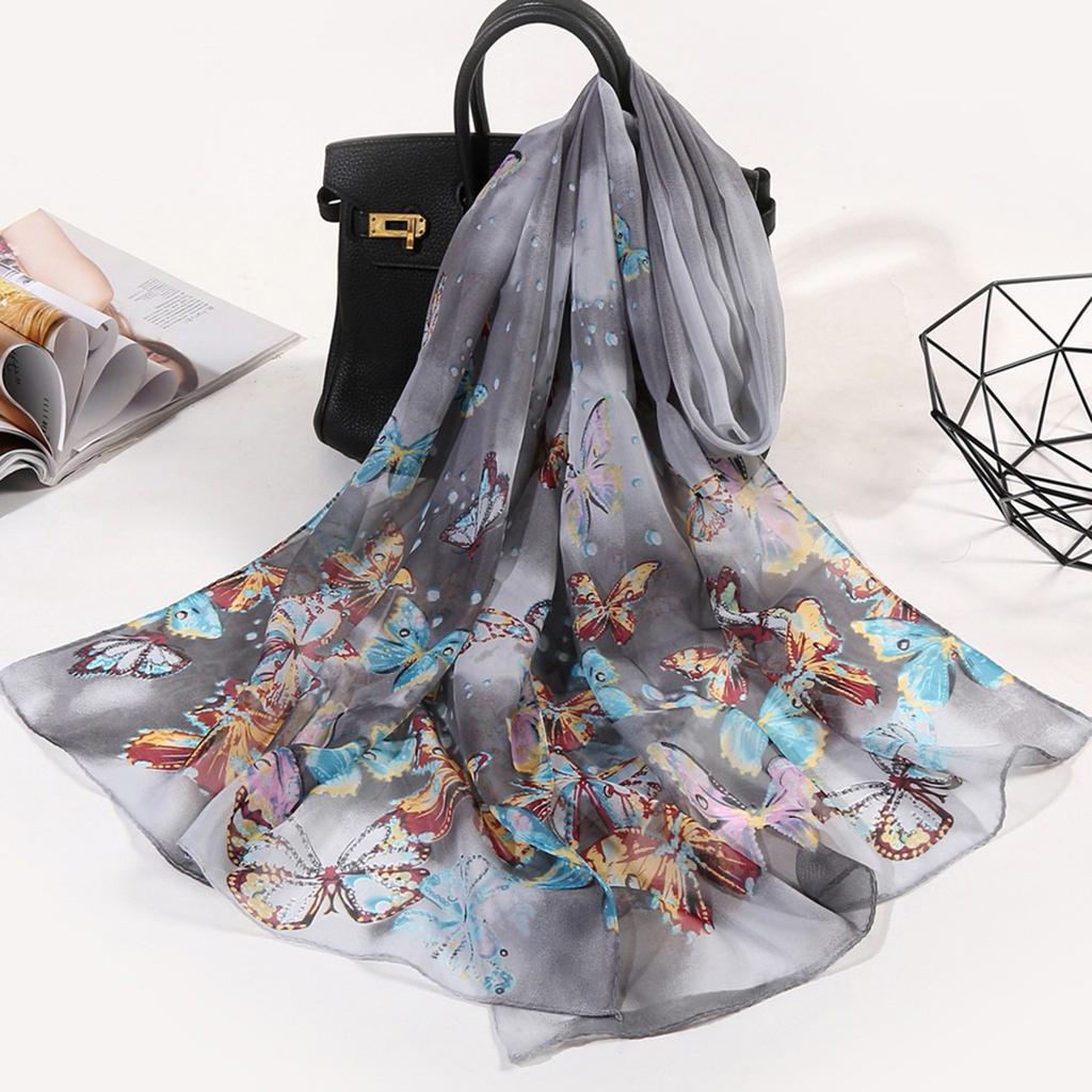 Korean Version Of Chiffon Silk Scarf Butterfly Scarf Gauze- Seaside Sunscreen Shawl