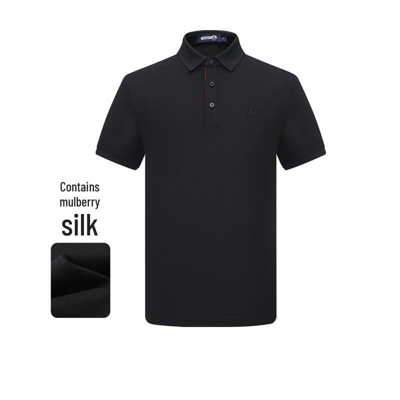 Navigare Men's Silk-Blend Breathable Short Sleeve Polo Shirt