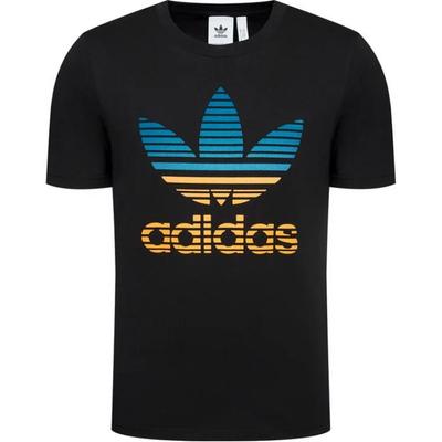 Футболка Originals Trefoil SS22 с цветным логотипом и круглым вырезом, мужские топы, черная GP0166