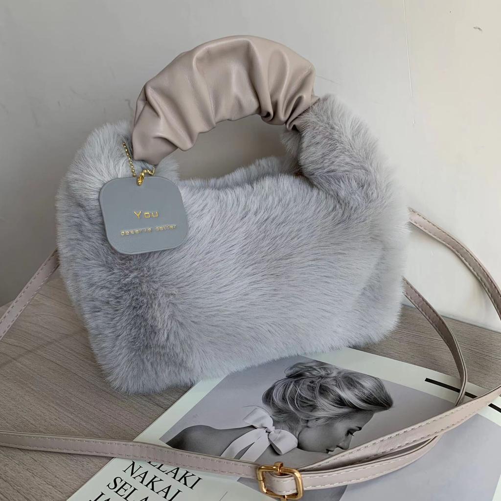High-end Mink Velvet Pleated Fur Bag Bags2025 New Handbag One Shoulder Underarm Bag Crossbody Bag