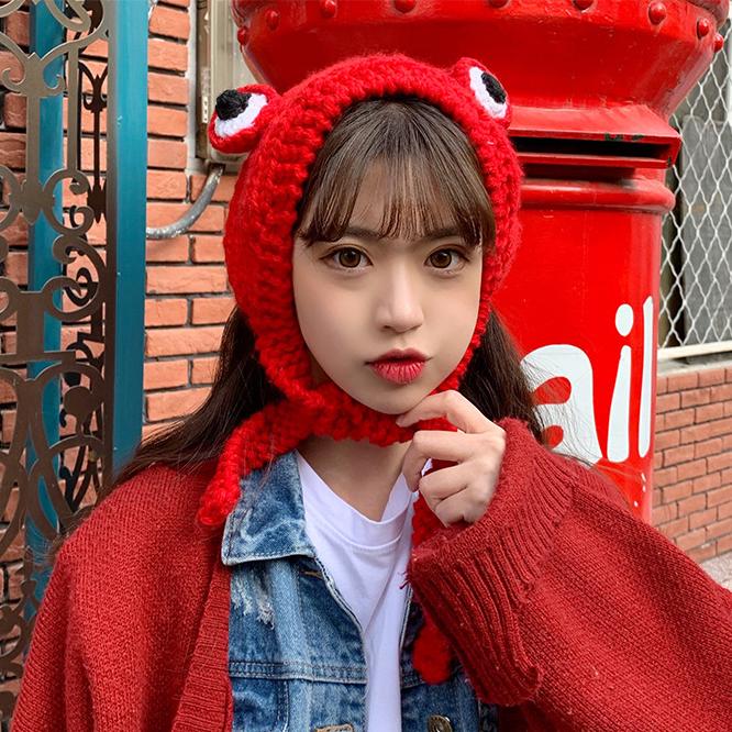 Зимние черепа, милая женская шапка-лягушка, вязаная крючком вязаная шапка, костюм, шапка-бини, шапка, женский подарок, кепка в стиле хип-хоп, реквизит для фотосессии, вечерние