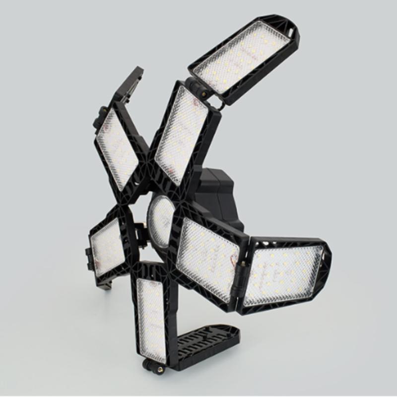 Светодиодный гаражный светильник с 10 панелями и регулируемыми панелями, сверхяркий, потолочное освещение E27/E26, рабочий свет для подвала, мастерской, склада