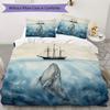 Deep Sea Whale Pattern Bedding uilt Set uilt Cover Pillowcase Home Decoration Birthday Gift (1 * duvet cover + 2 * pillowcase without core)