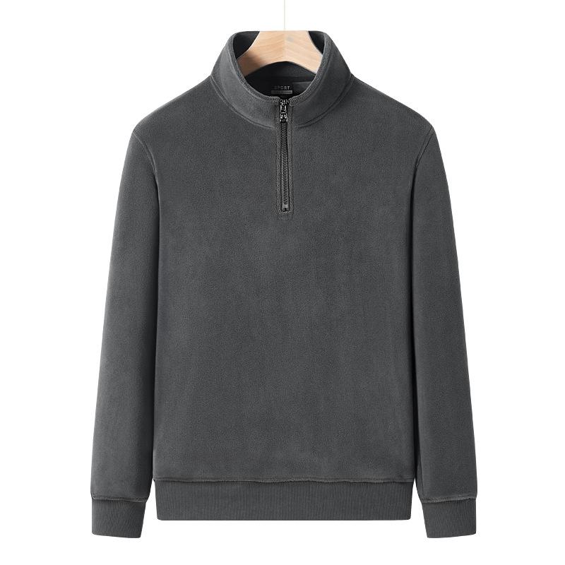 Jacket Men's Large Size Stand-up Collar Half Zipper Pullover Sweater Fattened and Enlarged Autumn and Winter Middle-aged Dad