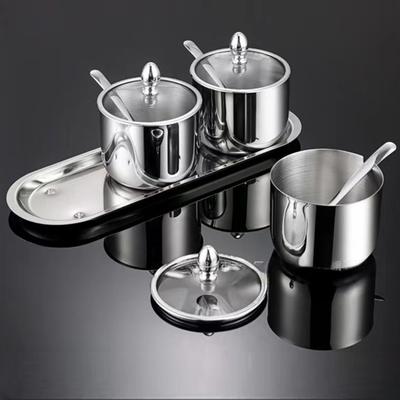 1/2/3 шт., банка для приправ, контейнер для сахара из нержавеющей стали со стеклянной крышкой и ложкой, кухонная столешница, кофе-бар, сахар