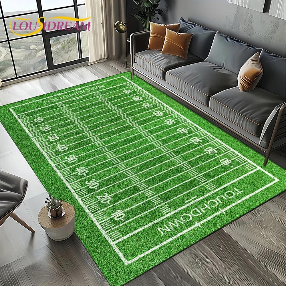 Мультяшный Ковер Регби Поле Регби Американский Футбол Ковер для Гостиной Спальни Дома Украшение Дивана, Зональный Ковер Нескользящий Коврик для Пола