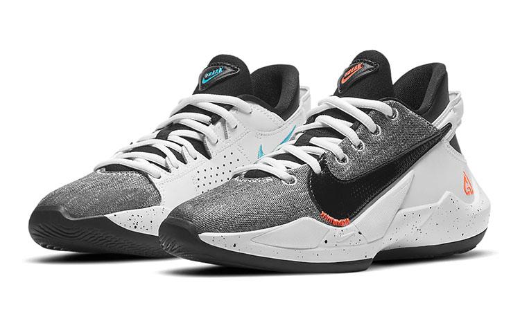 Nike Freak 2 Противоскользящая Амортизирующая Износостойкая Низкие Детские Баскетбольные Кроссовки Серый Белый Черный Подростки CW3227-101