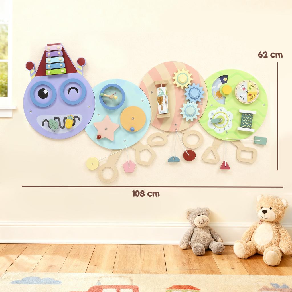 Caterpillar Busy Board With 7 Activities For Nursery Playroom Home For 3 Plus Years