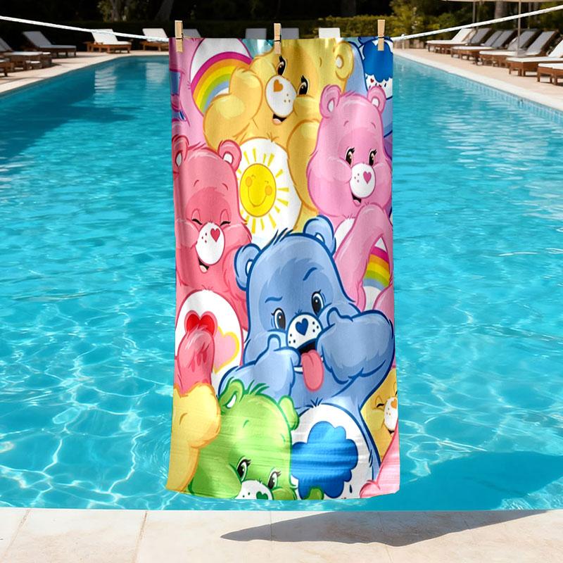 Care Bears Print Beach Towel Design, Soft, Lightweight. for Home Bathroom, Spa, Pool, Yoga, Surfing, Camping, Gift for Family, Friend