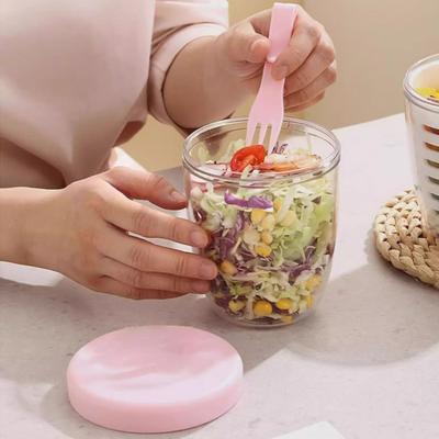 Портативный салатник с вилкой, контейнер для хранения фруктов для холодильника, не содержащий бисфенол А, герметичный, дорожный стаканчик, сохраняющий свежесть, контейнер для салата