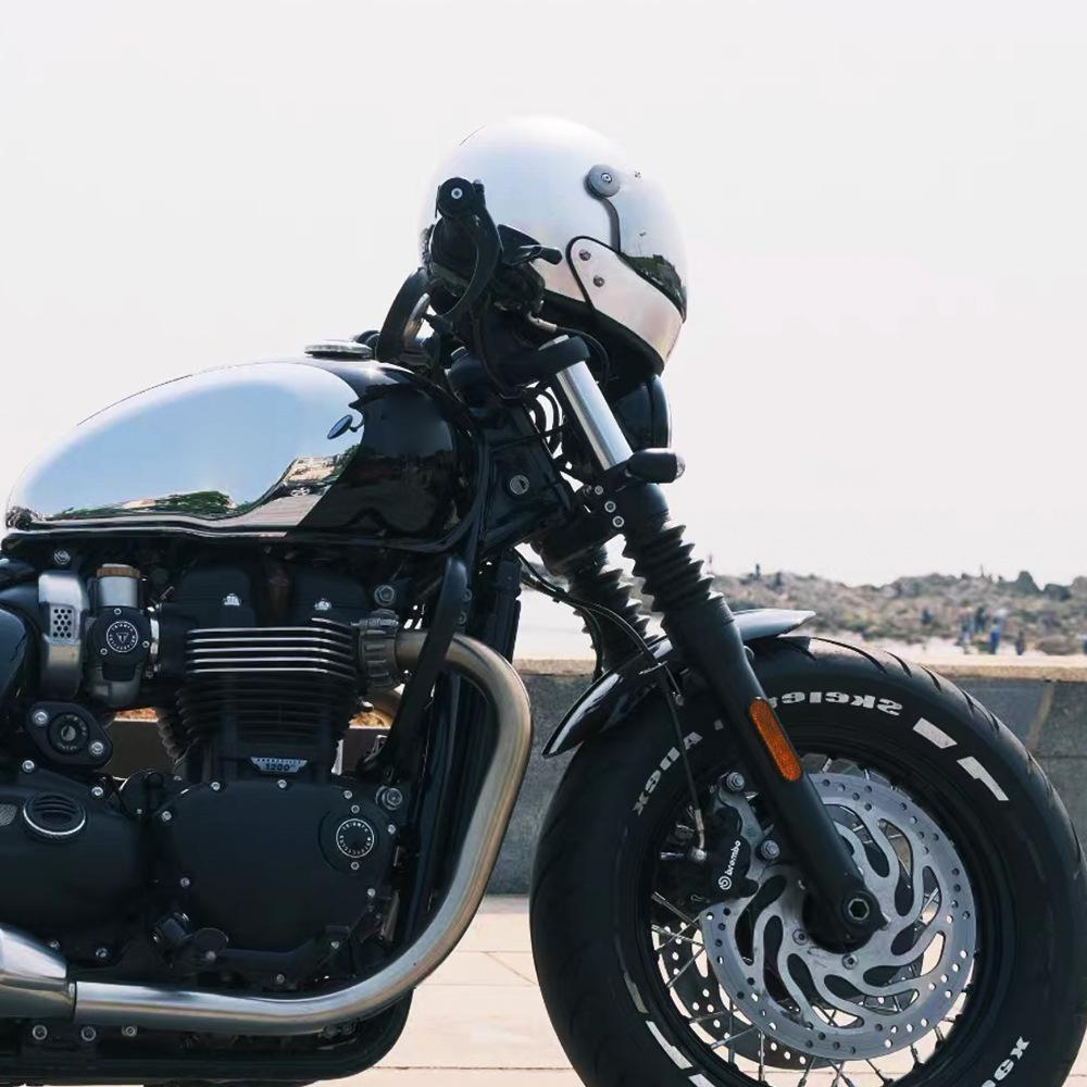 Motorcycle Accessories Short Retro Front Fender Mudguard for Triumph Bobber Bonneville Speedmaster 1200 2018- Cafe Racer Black